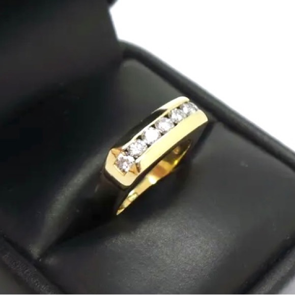 18K YELLOW SOLID GOLD Ladies DIAMOND BAND RING - Picture 9 of 11